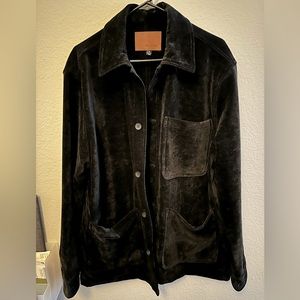 Civil Society Velvet Poly Overshirt Shacket Button Down Shirt